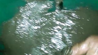 CD Outdoors. Peeing nylon thong leotard in mess.