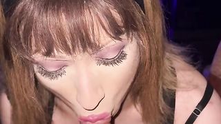 WHORISH LADYBOY JSSEMONTZ puts on UNDERWEAR and fellates a big big black cock for her very first time