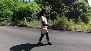 When I was ambling nude, a police camper handed by.