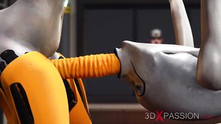 Ladyboy hook-up cyborg boinks rock hard an alien in the underground and secret US military base