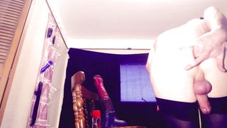 Introducing a adorable trap, thick flared fake penis & cummies