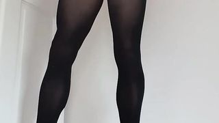 Sext TGirl frolicking with GINORMOUS BEEFSTICK in tights