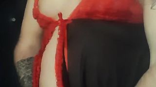 Sonyastar wondrous trans with lip liner, with rectal ass-plug, fapping off, spunking, spunk slurping