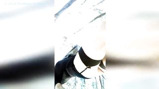 MissRose TRANSSEXUAL - She-Male Model At Local Cruisingspot - Outdoors Daytime Public Nordic Valkyrie Princess Cock-Squeezing Black Sundress