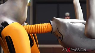 3DXPASSION - Transgirl romp cyborg tears up rock hard an alien in the underground and secret US military base