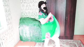 Green Sundress As a Christmas Tree Fantastic She-Male Sundress Steaming Elastic Caboose Huge Booty Fit Slender Femboy T-Model Trans Model