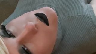 Gray Days t-model crossdresser masturbating off at home on the holidays.