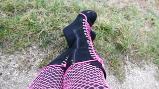 Rubberdoll Monique - Dressed In my doofy lady footwear outside