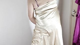 Uk tv fuckslut Nottstvslut mind-blowing gold satin black pantyhose rosy spandex rubber hood