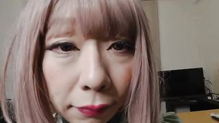 Asian crossdresser jizz flows when exhilarated by pubes fondled by long sundress.