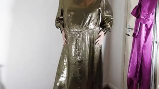 Uk tv whore Nottstvslut shining gold metallic sundress. Red-Hot tv cumdump