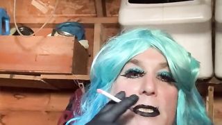 Crossdresser smoking two