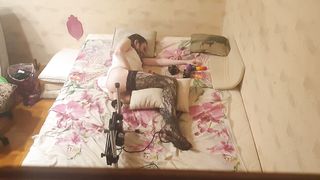 Crossdresser rectal hookup with drilling machine