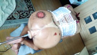 Ladyboy ass fucking tramp Selena gets her yummy, humungous and taut booty humped by the boinking machine Part 1