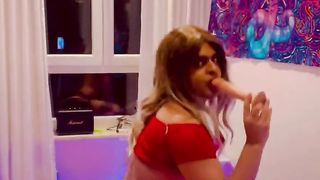 Sissy Victim Femme Sandy abases herself with rump to jaws and Nip have fun