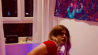 Sissy Victim Femme Sandy abases herself with rump to jaws and Nip have fun