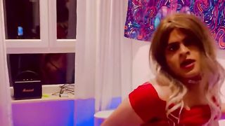 Sissy Victim Femme Sandy abases herself with rump to jaws and Nip have fun