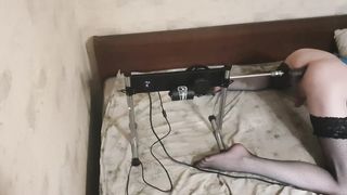 Cd Sasha Earth gets boinked big black cock faux-cock by bang-out machine