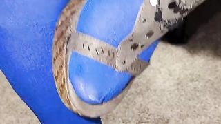 Cd autoeroticnylon rubbin' my soles and gams in stocking, leotard and microskirt.