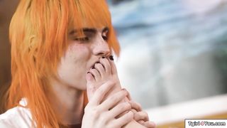 Trans femboy Jean Hollywood fucks doctor