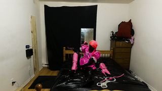 Unavoidable Self Restrain Bondage Steel Fiddle Sissy Maid in Chasity Ball-Gagged and Ballet Shoes