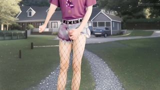 LOVELY TRANNY MONEY-SHOT IN THE GARDEN SUPER HOT DENIM CUTOFFS FABULOUS STOCKINGS PRETTY MEATPIPE MILKING IN FRON OF THE NEIGHBORS