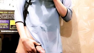 Mischievous Chinese femboy demonstrates onanism in a Japanese sundress Madzmoto Sun