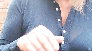 Crossdressed Outdoors fondling and sensing myself in my nylon tights leotard and mini micro-skirt