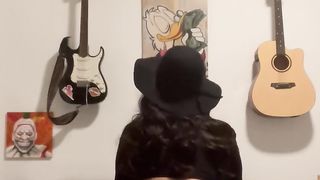 School sissy dame demonstrating her sumptuous bod and cock-squeezing culo