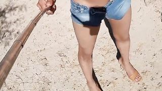 she luvs that you witness her nude with a rock hard lollipop in minishorts and super-hot high-heeled slippers