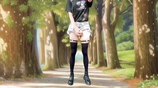 STUDENT TRANSGENDER PRINCESS SUPER-CUTE TRANSGIRL POPSHOTS IN THE PARK SPHERE WHEN PEOPLE AREN'T CROWDED BUT SOME STUDS CAUGHT ME THERE