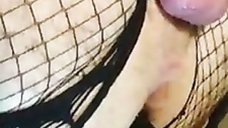 The Sweetest Sissy Femboy in Iron Virginity and fucktoys Boypussy with Buttfuck BIG BLACK COCK Black Fake Penis in underwear fishnets