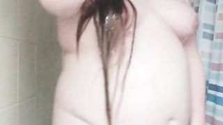 My enormous enormous assets in a warm bathroom