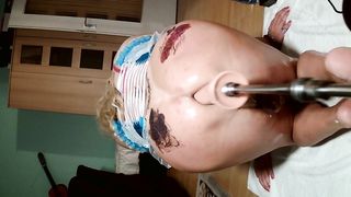 Crossdresser Selenas banging Machines Marathon in blue Harness Pinch two