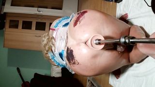 Crossdresser Selenas banging Machines Marathon in blue Harness Pinch two