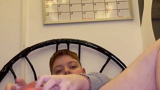 Trans man Alexander plays with his faux-cock