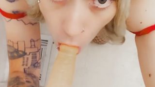 Lovely Honey in Crimson Minidress loves to have fun