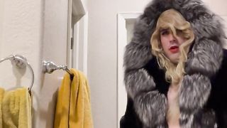 Wool whore in black fox furs