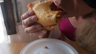 OMG tonguing a pie total of jism and proteins (Food jism fetish)