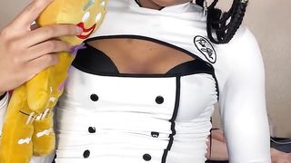 Steaming Ebony TRANSSEXUAL Chef Eros Orisha Obeys Her Meat