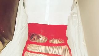 Sissy instructing Mitt in Rump Going Knuckle Deep Crossdresser Self Penetrate Thick Fake Penis in Butt