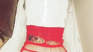 Sissy instructing Mitt in Rump Going Knuckle Deep Crossdresser Self Penetrate Thick Fake Penis in Butt