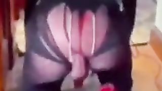 Crimson High-Heeled Slippers w Dee Angels