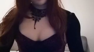 Chick Mask Crossdresser in underwear has lots of joy draining