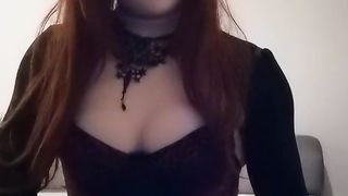 Chick Mask Crossdresser in underwear has lots of joy draining