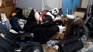 ladyboy with ginormous funbags opens up eagle and taunts arse