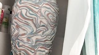 Nasty doused she-male in soiree sundress