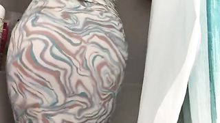 Nasty doused she-male in soiree sundress