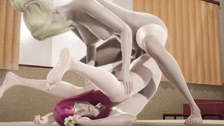 Futa blondie on futa red-haired teenie