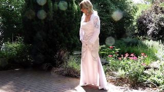 Sissy Dame in Pinkish Satin and Nylon Stocking